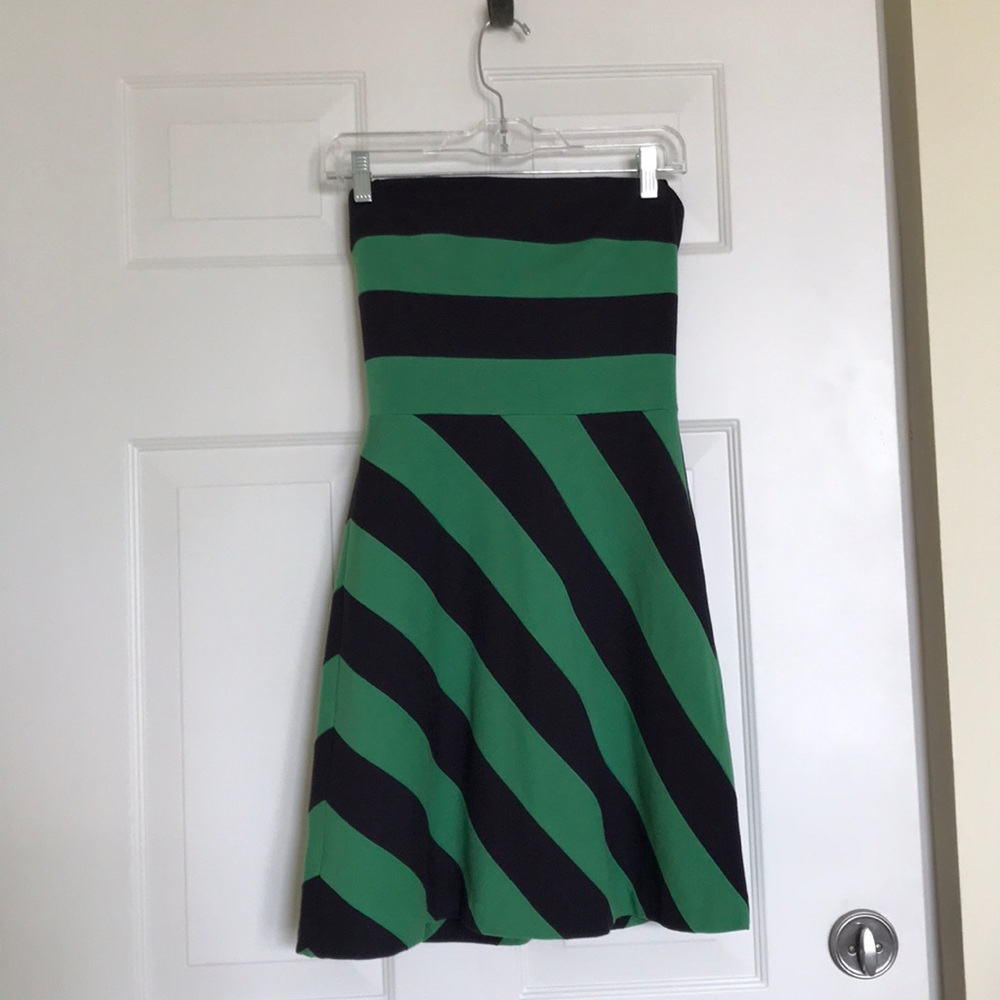BCBG strapless dress, size 2. Navy and green
